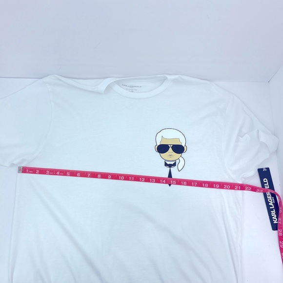KARL LAGERFELD PARIS, WHITE TEE SHIRT, 100% COTTON, UNISEX, LARGE SIZE - Picture 11 of 16